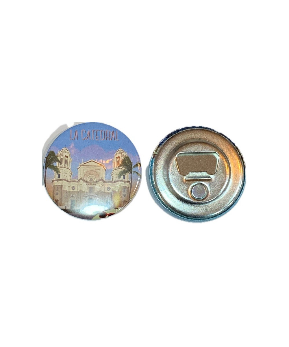 IMÁN REDONDO CATEDRAL DE CÁDIZ 5,8CM – METAL ABRIDOR
