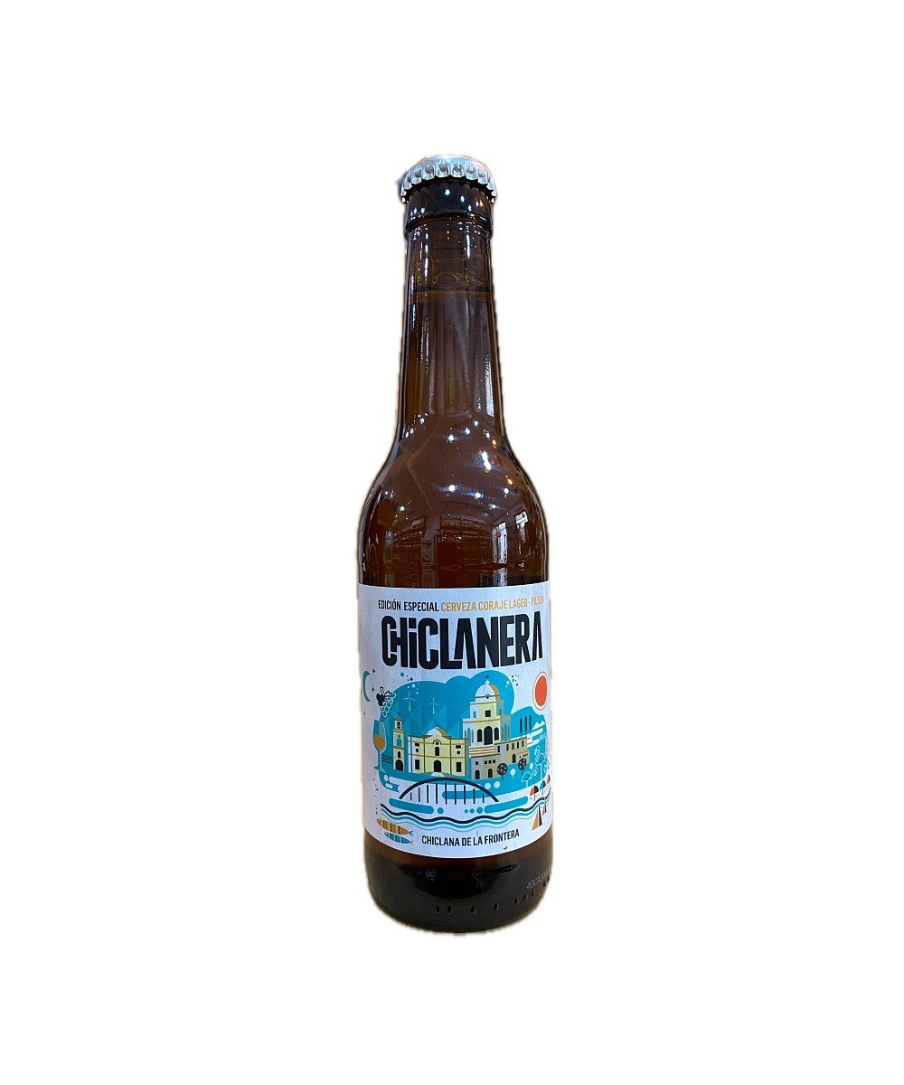 CERVEZA CHICLANERA EDICIÓN ESPECIAL DE BLANCA Y VERDE DEDICADA A CHICLANA DE LA FRONTERA CÁDIZ