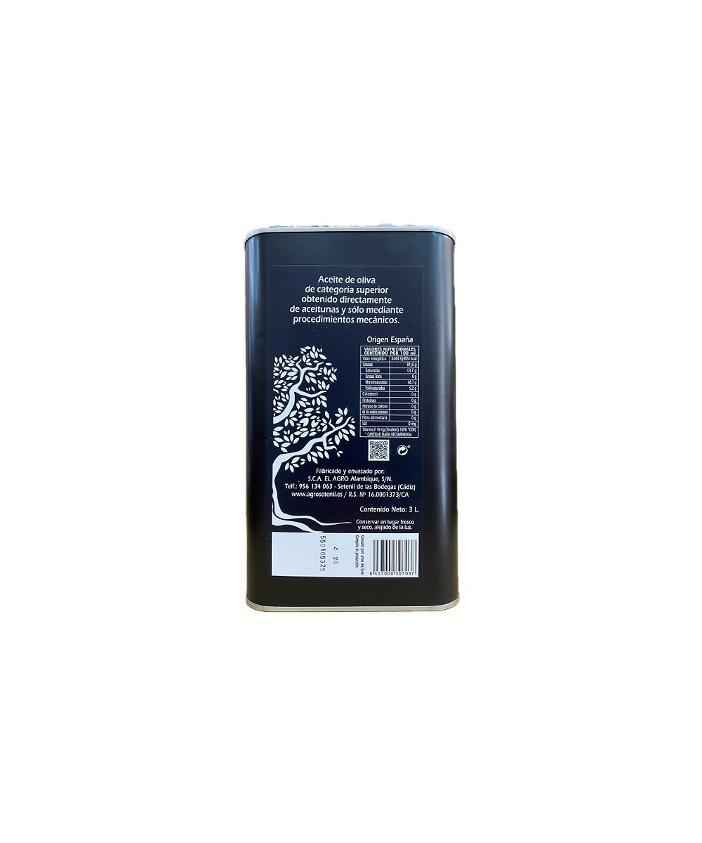ACEITE DE OLIVA VIRGEN EXTRA AGROSETENIL 3 LITROS LATA GOURMET DE SETENIL DE LAS BODEGAS