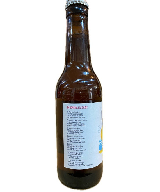 CERVEZA GADITANA ARTESANAL RUBIA LAGER 100% DE CÁDIZ BLANCA Y VERDE