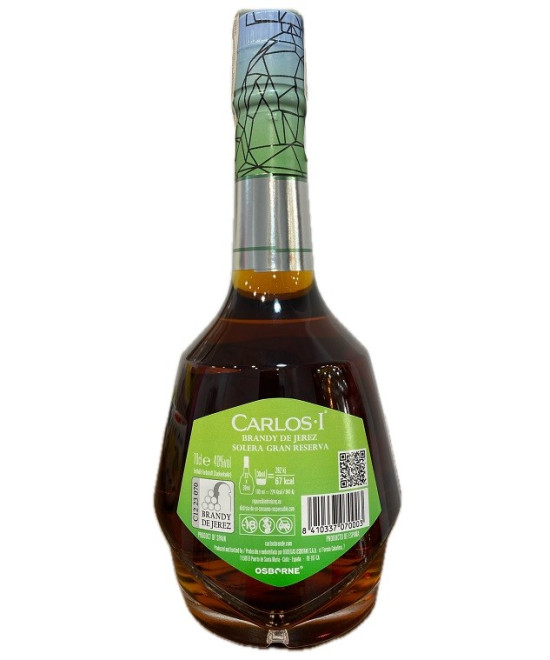 BRANDY CARLOS I GRAN RESERVA 70 cl. BRANDY DE JEREZ OSBORNE ENVEJECIDO EN BARRICAS DE OLOROSO Y PX