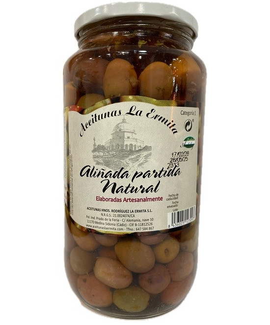 ACEITUNAS PARTIDA ALIÑADA NATURAL LA ERMITA 1.350 G – GOURMET DE CÁDIZ