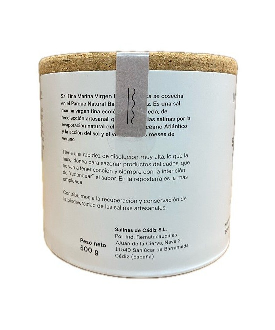 SAL MARINA VIRGEN FINA 500 g DAMA BLANCA ARTESANAL Y ECOLÓGICA DE CÁDIZ