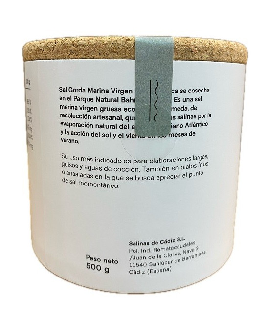 SAL MARINA VIRGEN GORDA 500 g. DAMA BLANCA  ARTESANAL Y ECÓLOGICA DE CÁDIZ