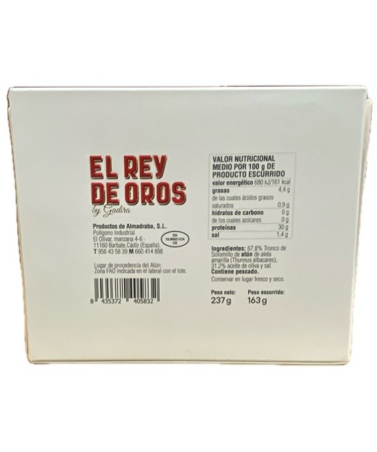 SOLOMILLO DE ATÚN ALETA AMARILLA EN ACEITE DE OLIVA EL REY DE OROS BAR