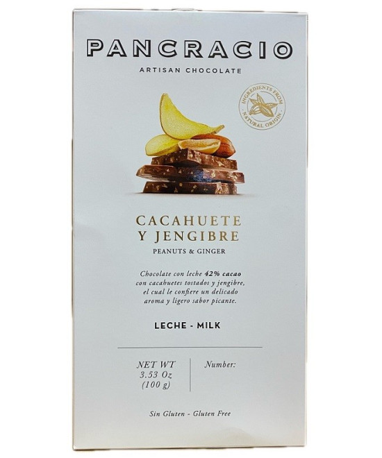 CHOCOLATE PANCRACIO CACAHUETE Y JENGIBRE 100G 42% CACAO