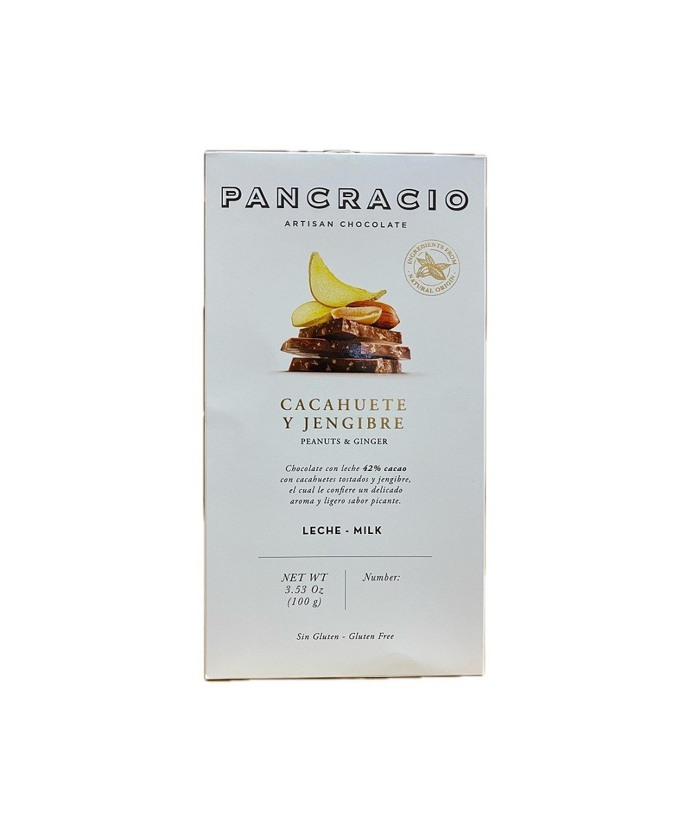 CHOCOLATE PANCRACIO CACAHUETE Y JENGIBRE 100G 42% CACAO