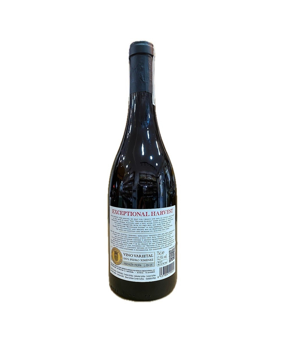 XIMÉNEZ SPÍNOLA EXCEPTIONAL HARVEST 75CL PEDRO XIMÉNEZ RECOLECCIÓN TARDÍA, ORO INTENSO
