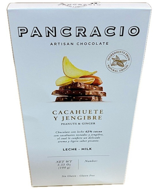 CHOCOLATE PANCRACIO CACAHUETE Y JENGIBRE 100G 42% CACAO