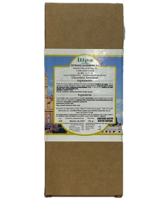 CHOCOLATE NEGRO 70% ILIPA 150G – ESTILO DUBÁI PISTACHOS