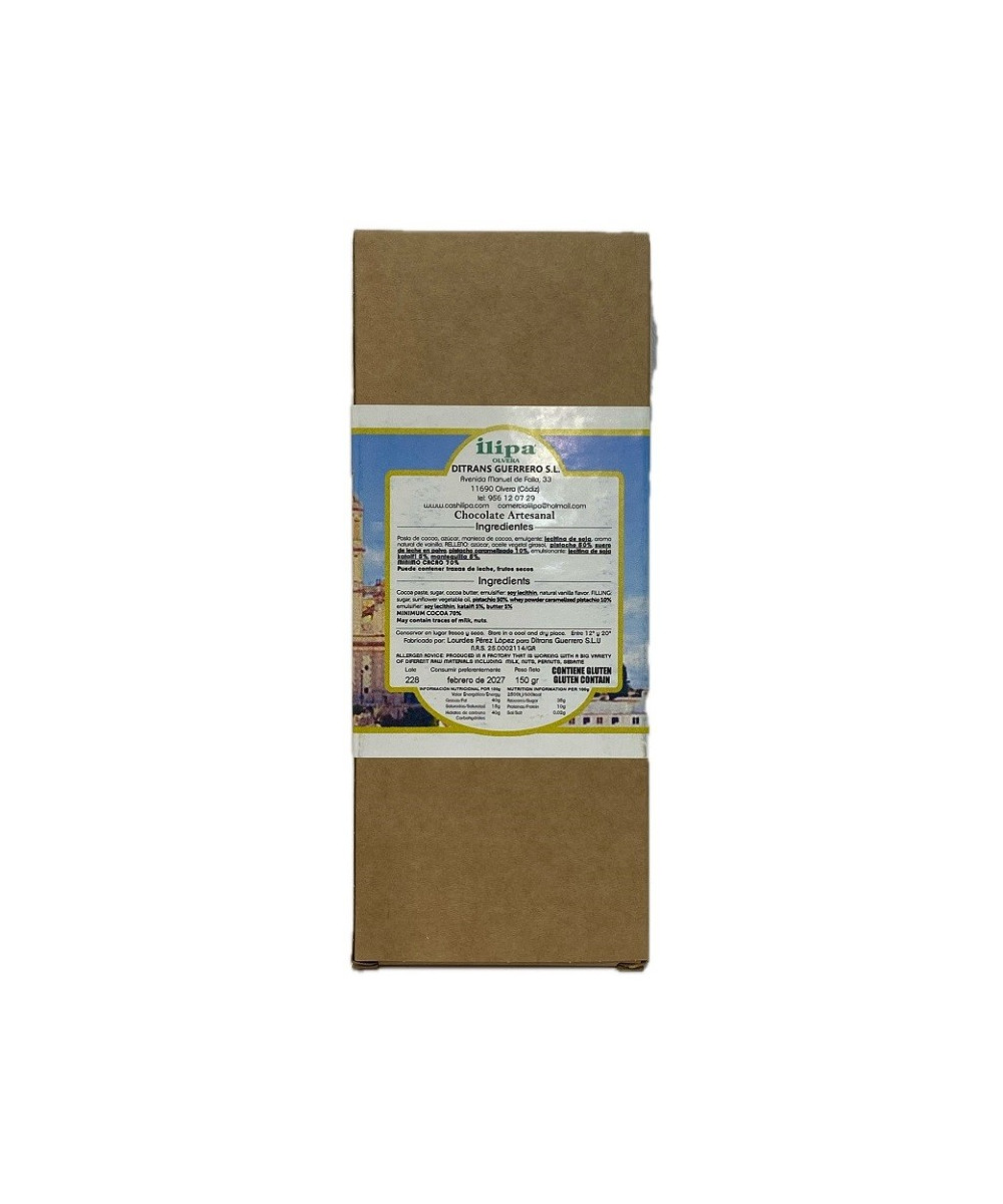 CHOCOLATE NEGRO 70% ILIPA 150G – ESTILO DUBÁI PISTACHOS