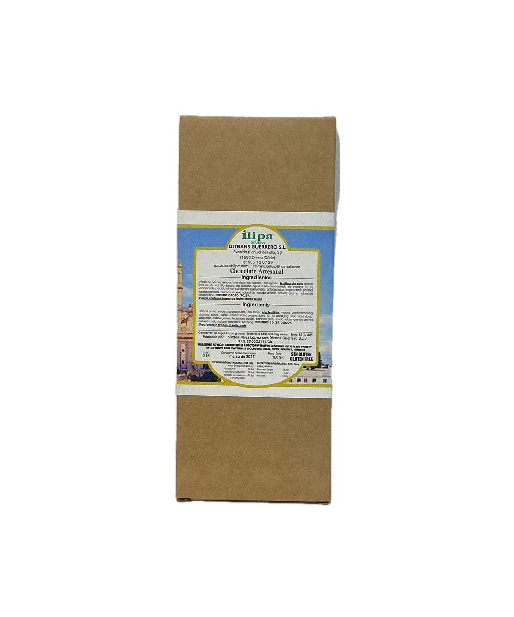 CHOCOLATE NEGRO 70% ILIPA 100G – CON NARANJA