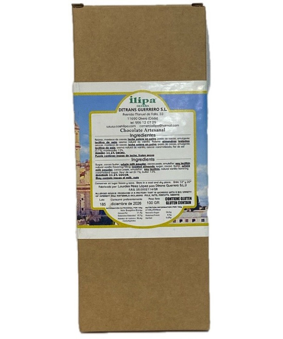 CHOCOLATE CON LECHE ILIPA 100G – ALMENDRA Y CARAMELO