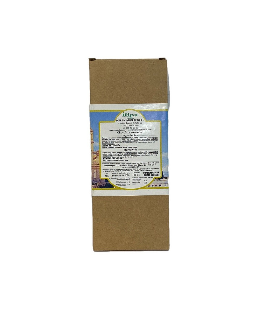 CHOCOLATE CON LECHE ILIPA 100G – ALMENDRA Y CARAMELO