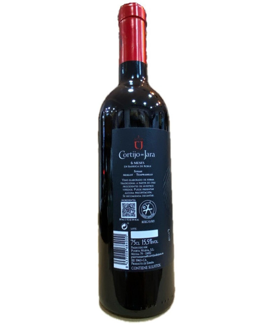 VINO TINTO CORTIJO DE JARA SYRAH, MERLOT Y TEMPRANILLO 75 CL