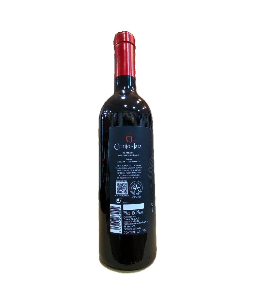VINO TINTO CORTIJO DE JARA SYRAH, MERLOT Y TEMPRANILLO 75 CL
