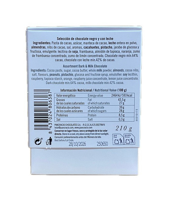 BOX NAPOLITANAS PANCRACIO 210 G | SELECCIÓN GOURMET DE 6 SABORES DE CHOCOLATE PREMIUM