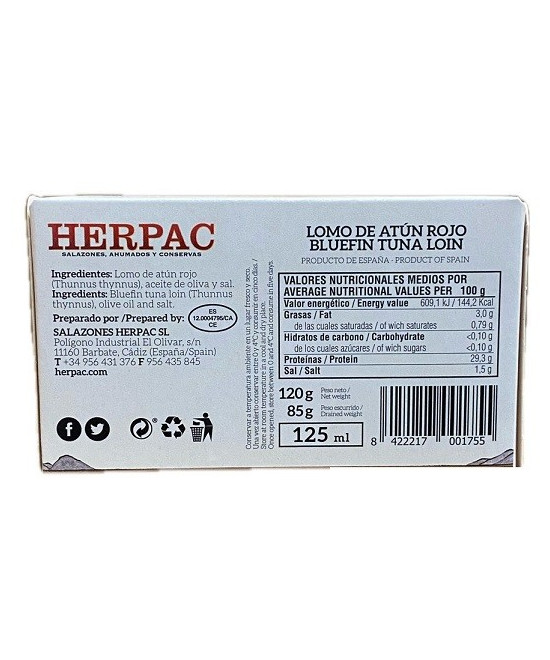 LOMO DE ATÚN ROJO EN ACEITE DE OLIVA HERPAC 120 G – BARBATE GOURMET