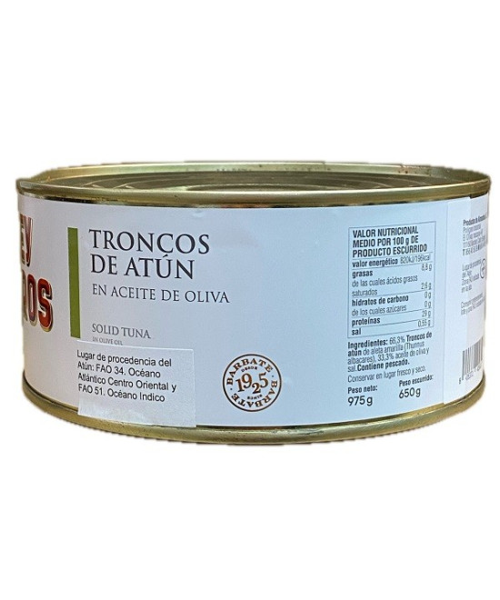 TRONCOS DE ATÚN EN ACEITE DE OLIVA EL REY DE OROS 975 G – BARBATE GADIRA