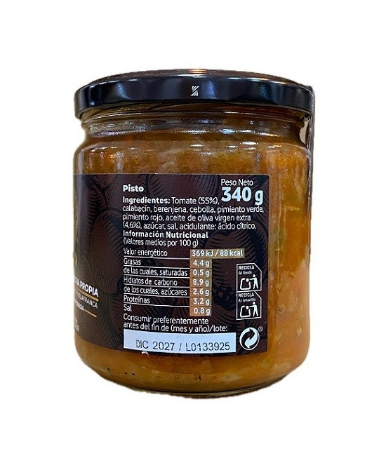 PISTO DE VERDURAS TIERRA PALACIEGA 340 G – ELABORADO CON TOMATES DE CO