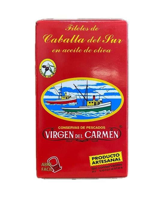 FILETES DE CABALLA EN ACEITE DE OLIVA VIRGEN DEL CARMEN 120 G – CONSERVA DE TARIFA