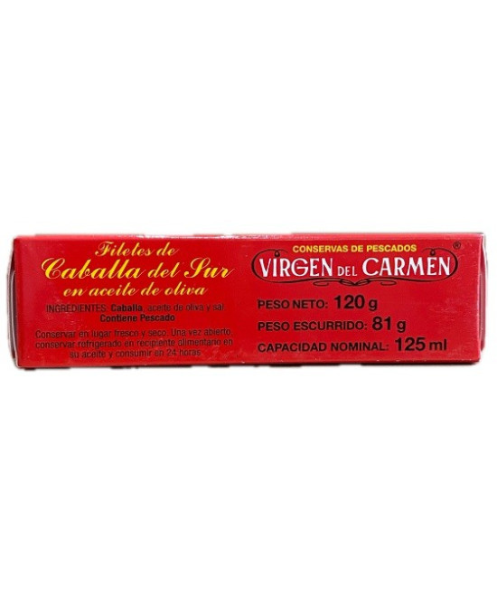 FILETES DE CABALLA EN ACEITE DE OLIVA VIRGEN DEL CARMEN 120 G – CONSERVA DE TARIFA