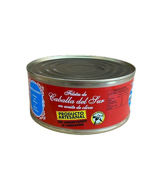 FILETES DE CABALLA EN ACEITE DE OLIVA VIRGEN DEL CARMEN 975 G – CONSERVA DE TARIFA