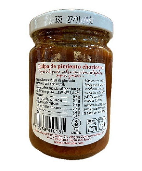 PULPA DE PIMIENTO CHORICERO ZUBIA LA AUTÉNTICA 125 G – PRODUCTO NATURAL DE GIPUZKOA