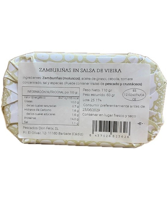 ZAMBURIÑAS EN SALSA DE VIEIRA FELISA GOURMET 110 G – BARBATE