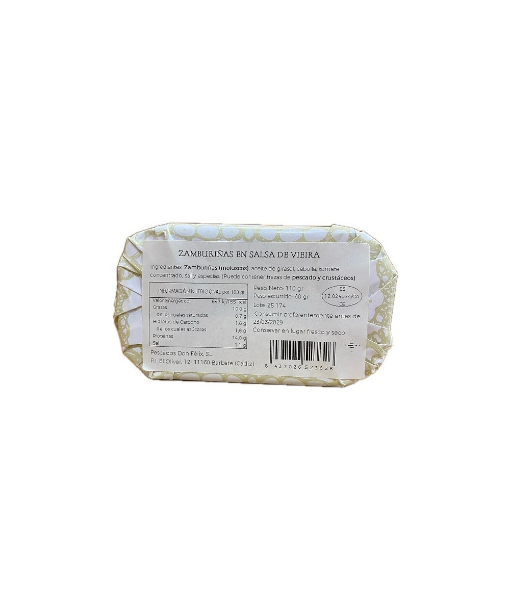 ZAMBURIÑAS EN SALSA DE VIEIRA FELISA GOURMET 110 G – BARBATE