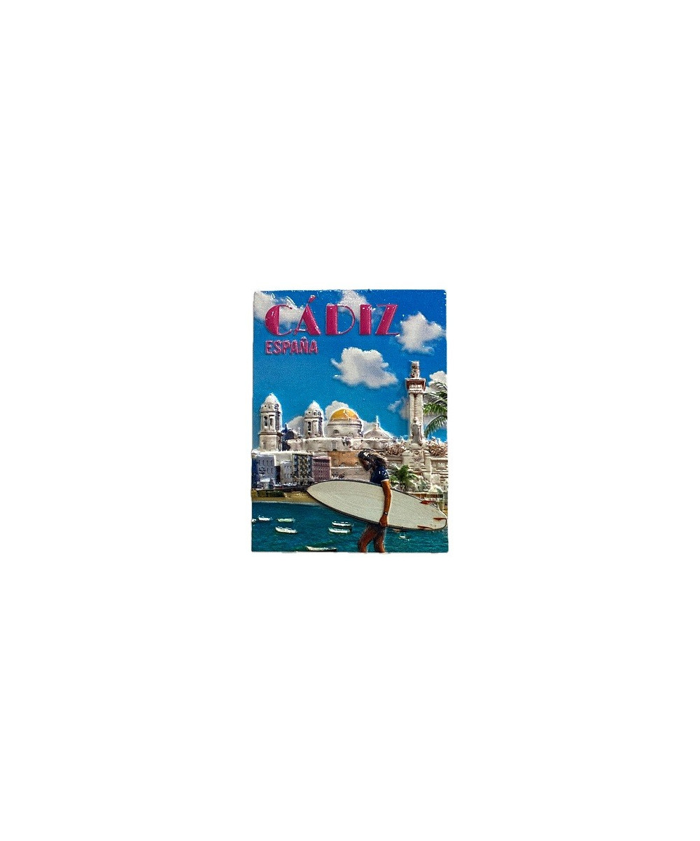 IMÁN DE NEVERA DE CÁDIZ – SURFISTA, CATEDRAL Y MONUMENTO A LA CONSTITUCIÓN