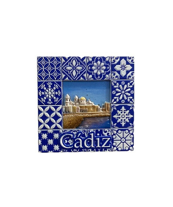 IMÁN DE NEVERA CATEDRAL DE CÁDIZ – AZULEJO DECORATIVO CON FOTO DEL MAR