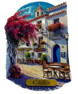 IMÁN DE NEVERA DE CÁDIZ – PATIO GADITANO Y ANDALUZ CON FLORES
